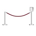 Montour Line Stanchion Post & Rope Kit Pol.Steel, 2FlatTop 1Maroon Rope 8.5x11V Sign C-Kit-1-PS-FL-1-Tapped-1-8511-V-1-PVR-MN-PS